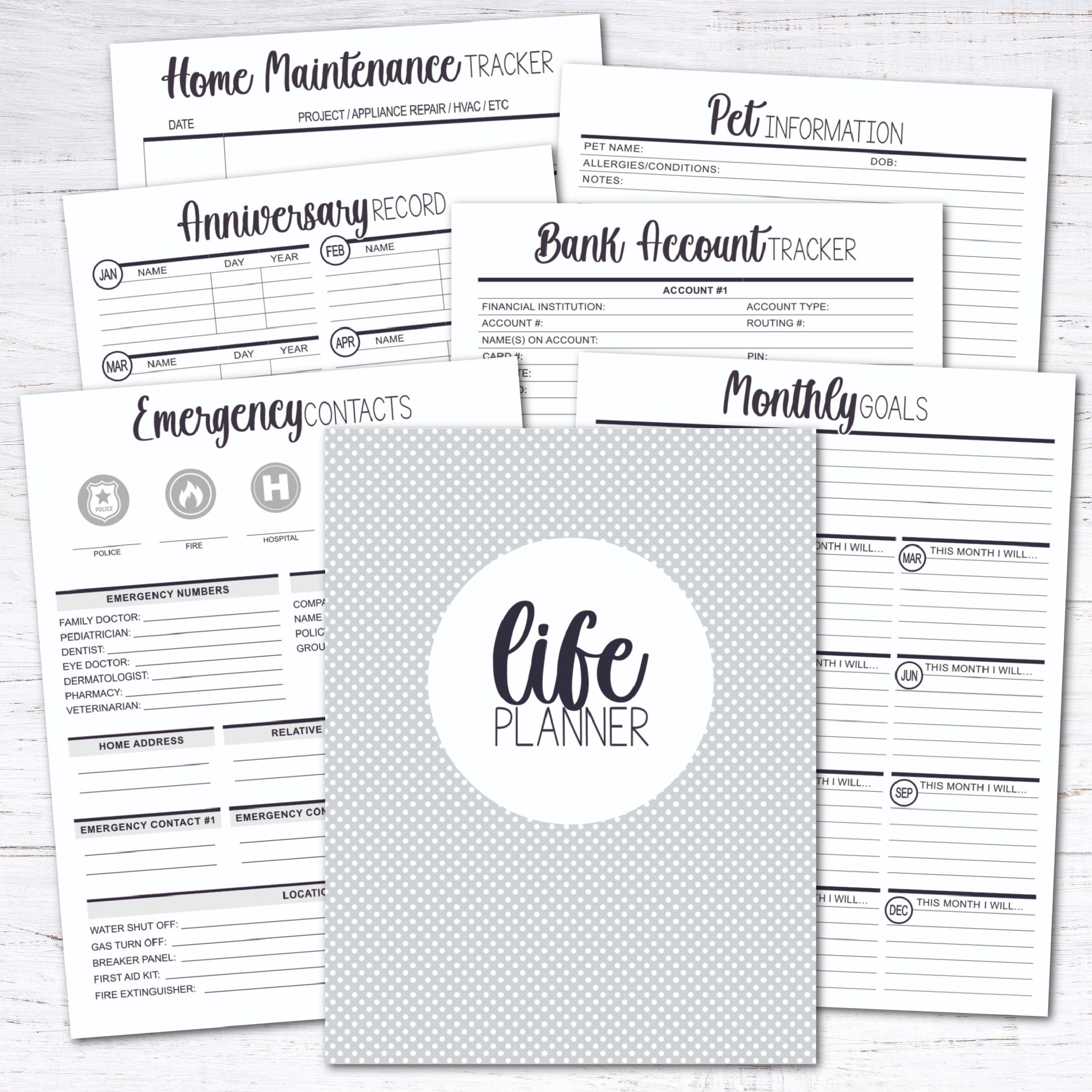 Home Management Binder Editable Planner Bundle Starter Kit Black/grey ...