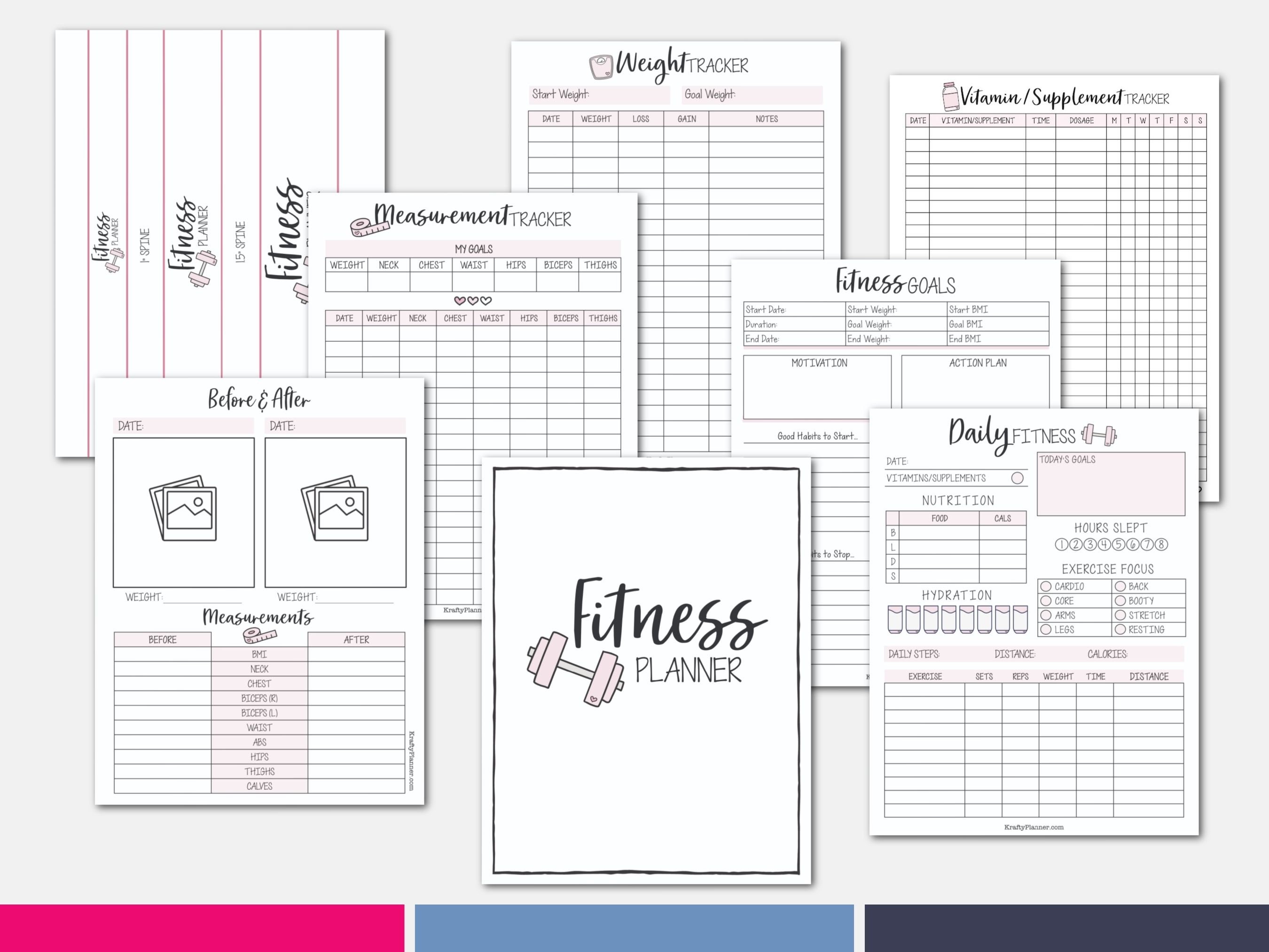 Health and Fitness Planner Weight Loss Tracker Exercise Tracker Fitness ...