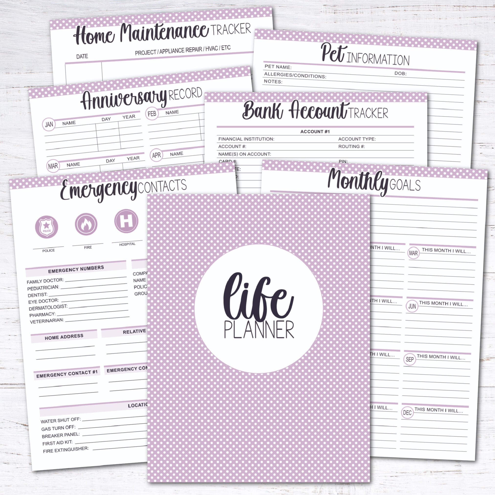 Home Management Binder Editable Planner Bundle Starter Kit Purple - Etsy