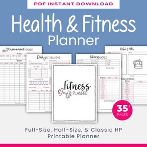 Health and Fitness Planner Weight Loss Tracker Exercise Tracker Fitness Journal Instant Download