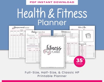 Health and Fitness Planner Weight Loss Tracker Exercise Tracker Fitness Journal Instant Download