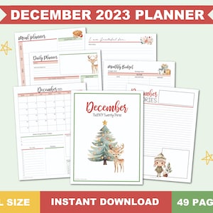 December 2023 Planner Printable PDF Instant Download December 2023 Calendar December 2023 Weekly Planner Printable Monthly Planner image 1
