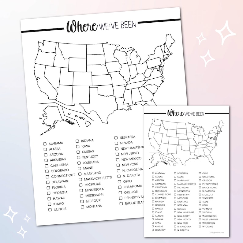 Places I've Been Map Printable, United States Map Coloring Page, United