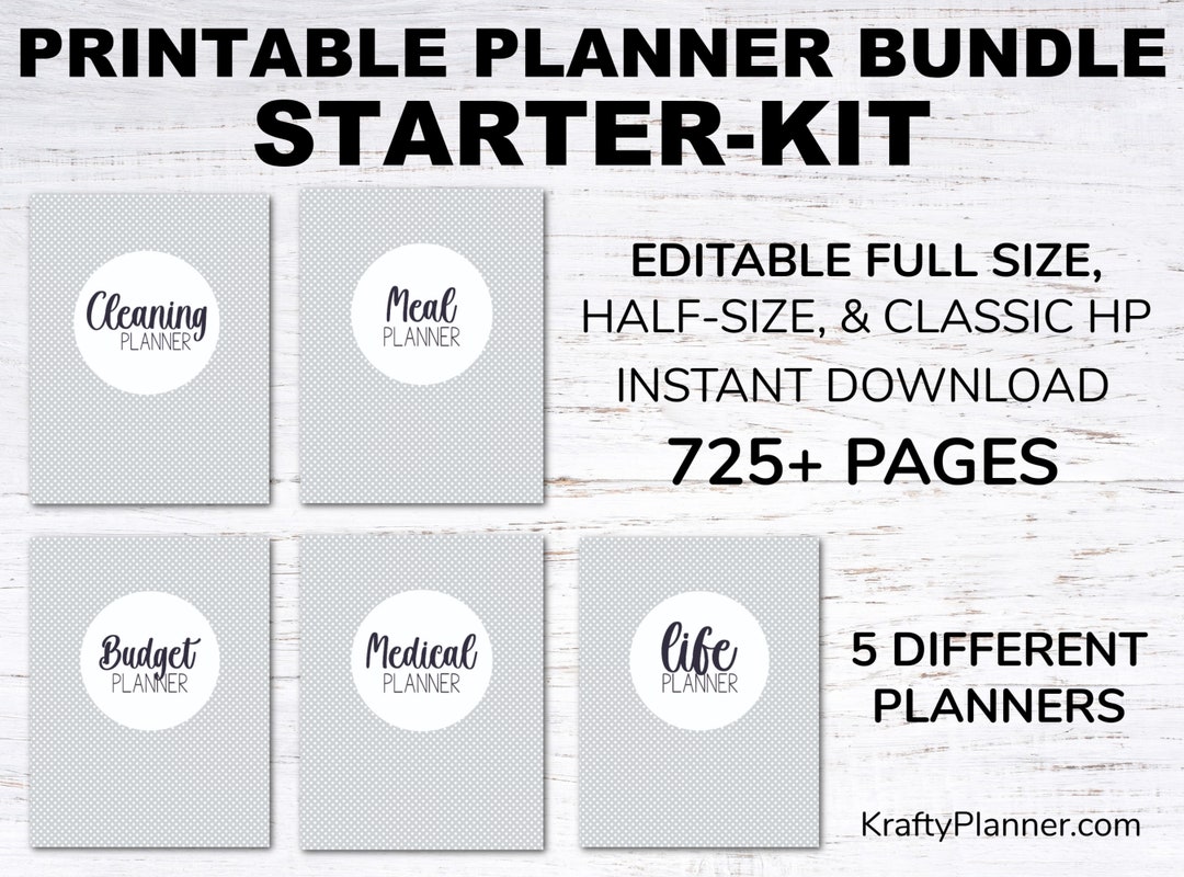 Home Management Binder - Editable Planner Bundle Starter Kit - Black ...