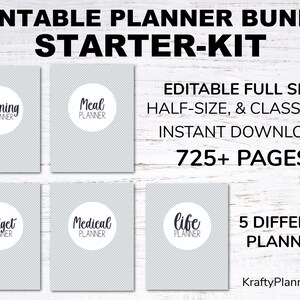 Home Management Binder - Editable Planner Bundle Starter Kit - Black ...