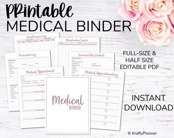 Medical Planner Printable Health Organizer Doctor Appointment Tracker Health Journal Health and Wellness Planner Printable Medical Organizer