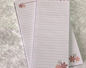 Lined Notepad | Small or Large Sizes | Pink Flowers or Rainbow | Planner Notepad | Stationery Gift | Desk Writing Pad