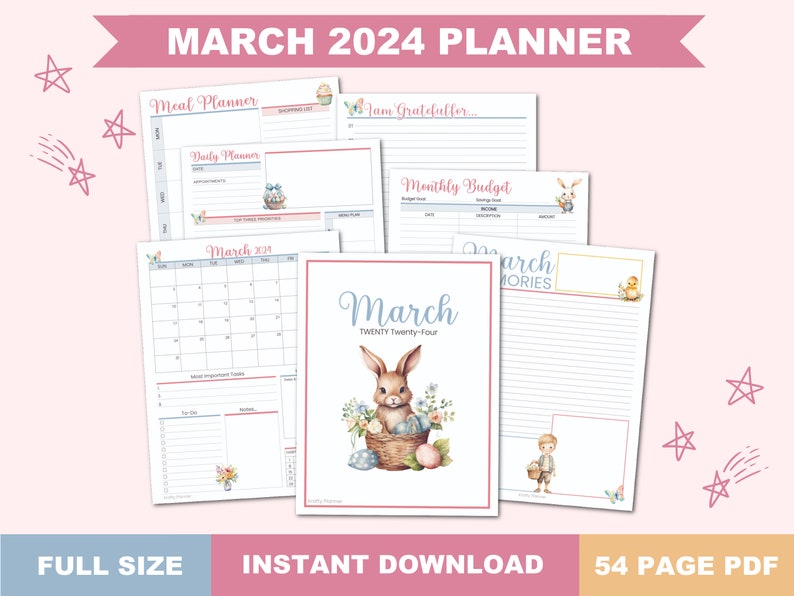 March 2024 Planner Printable PDF Instant Download image 1