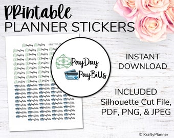 Pay Day & Pay Bills Printable Planner Stickers