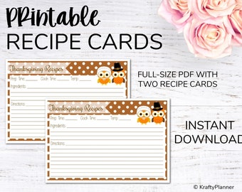 Thanksgiving Recipe Card Printable