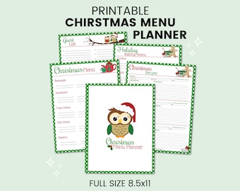 Festive Owl Christmas Menu Planner