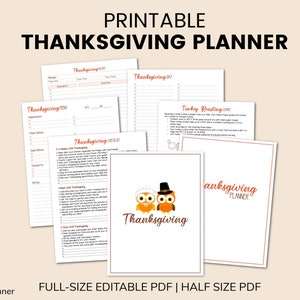 Thanksgiving Planner Printable - Editable PDF - Personalize your holiday preparations, from meal planning and guest lists to decor ideas.