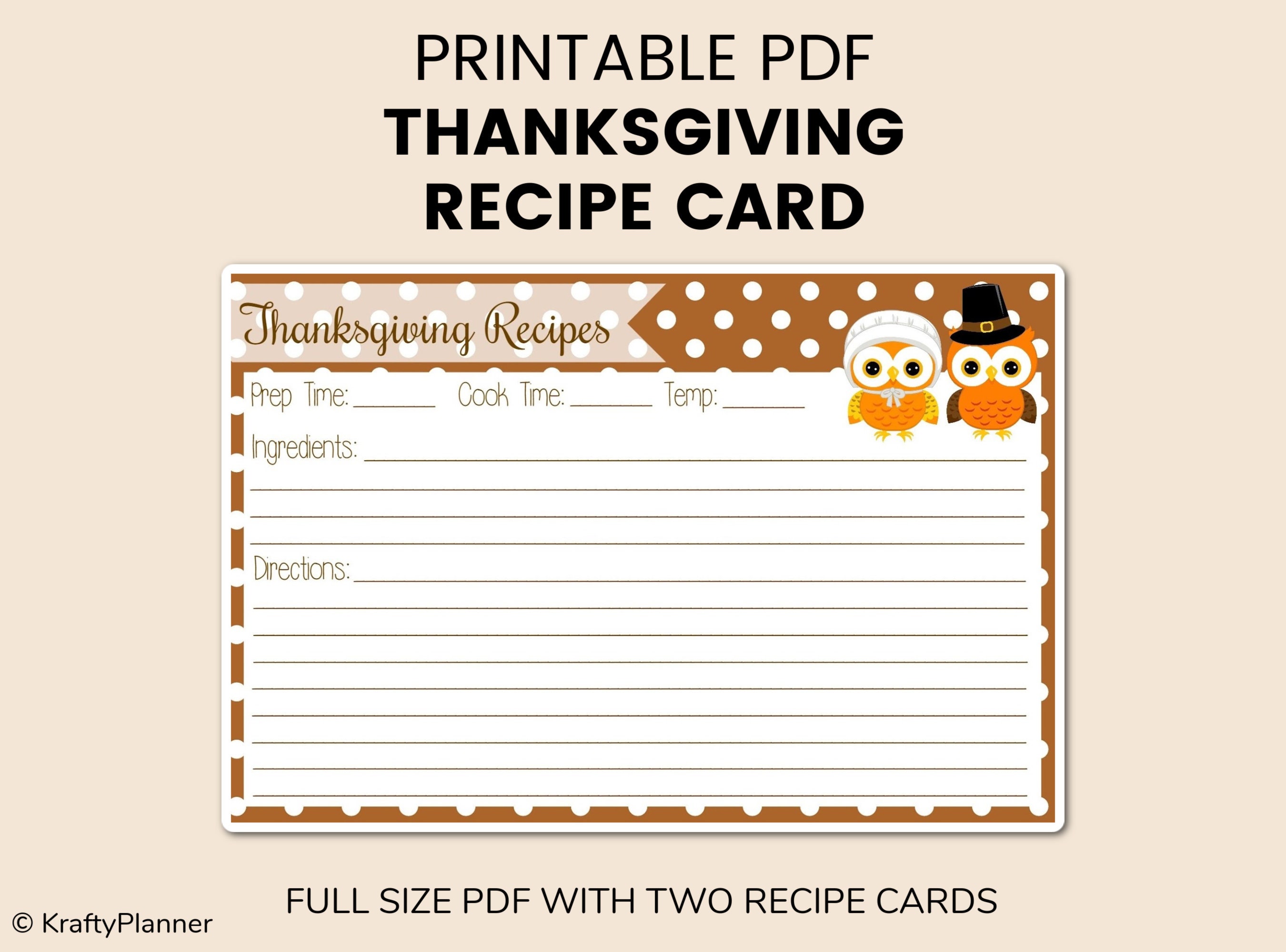 thanksgiving recipe card printable for all of your holiday menu