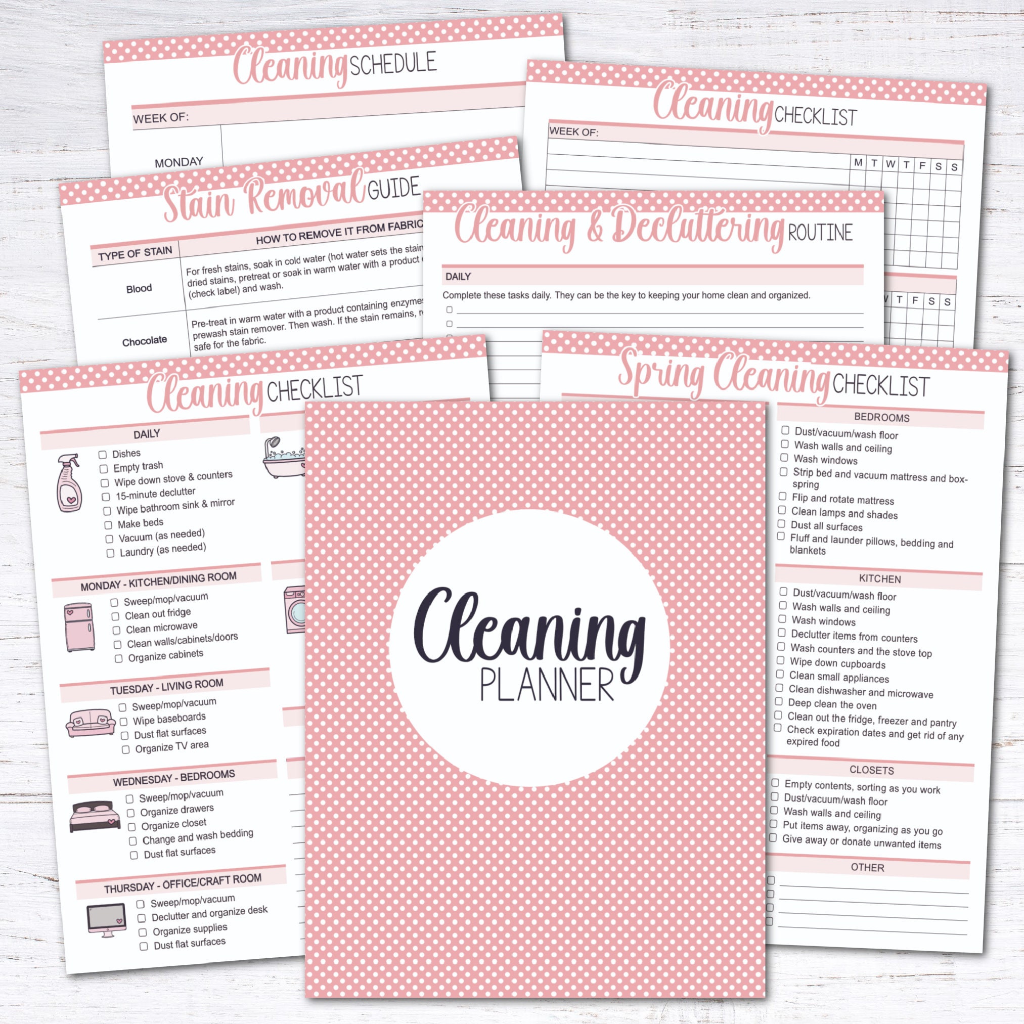 Home Management Binder - Editable Planner Bundle Starter Kit - Pink - Etsy
