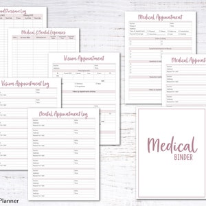 Medical Planner Printable Health Organizer Doctor Appointment Tracker Health Journal Health & Wellness Planner Medical Organizer BLACK image 2