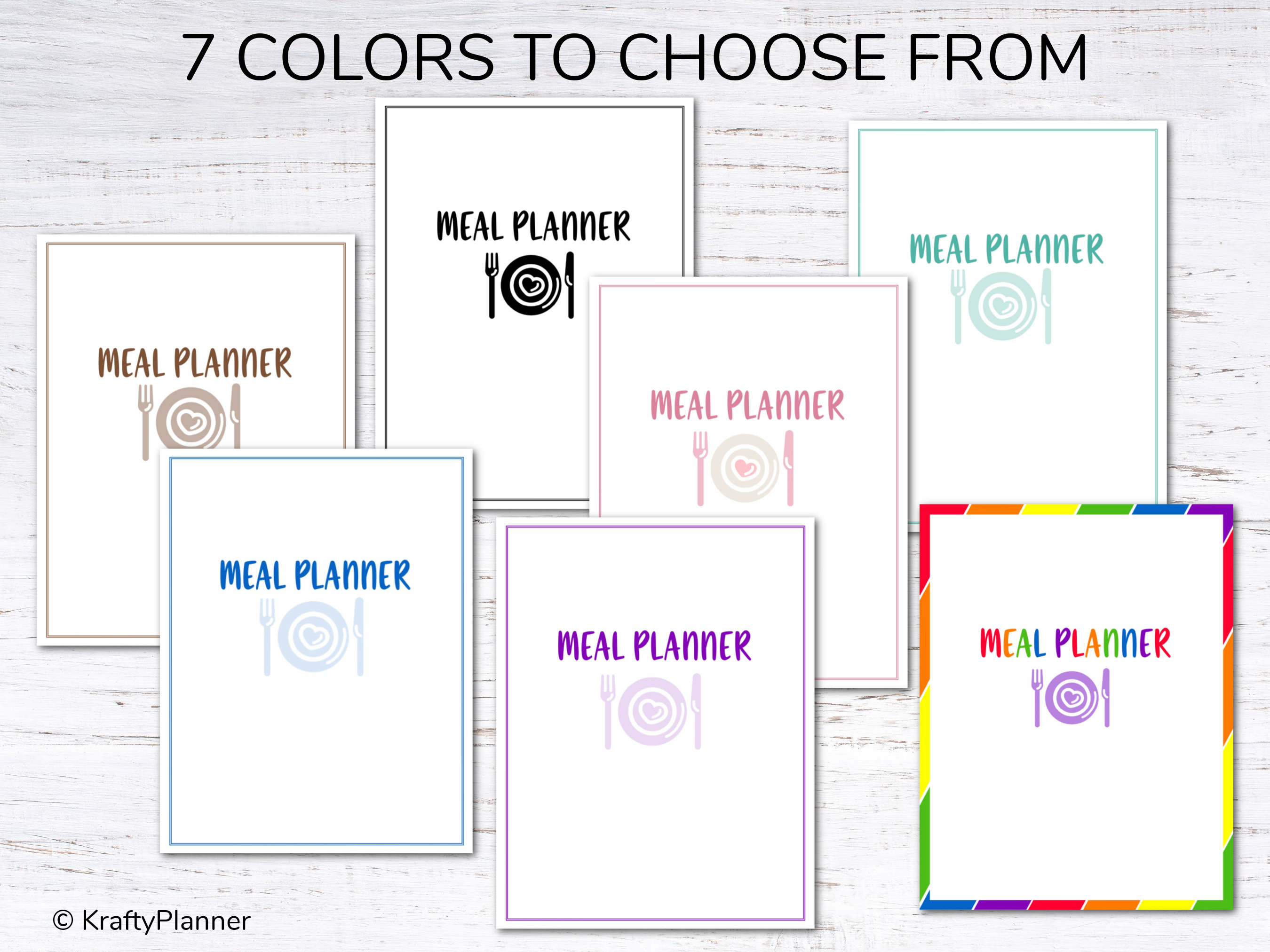 Menu Planner Printables: Black PDF Instant Download | Etsy