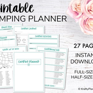 Camping Planner und Journal, Reisetagebuch Druckbarer Reiseplaner Zeltplatz Organisator Familie Camping Sammelmappe Camping Planer druckbar