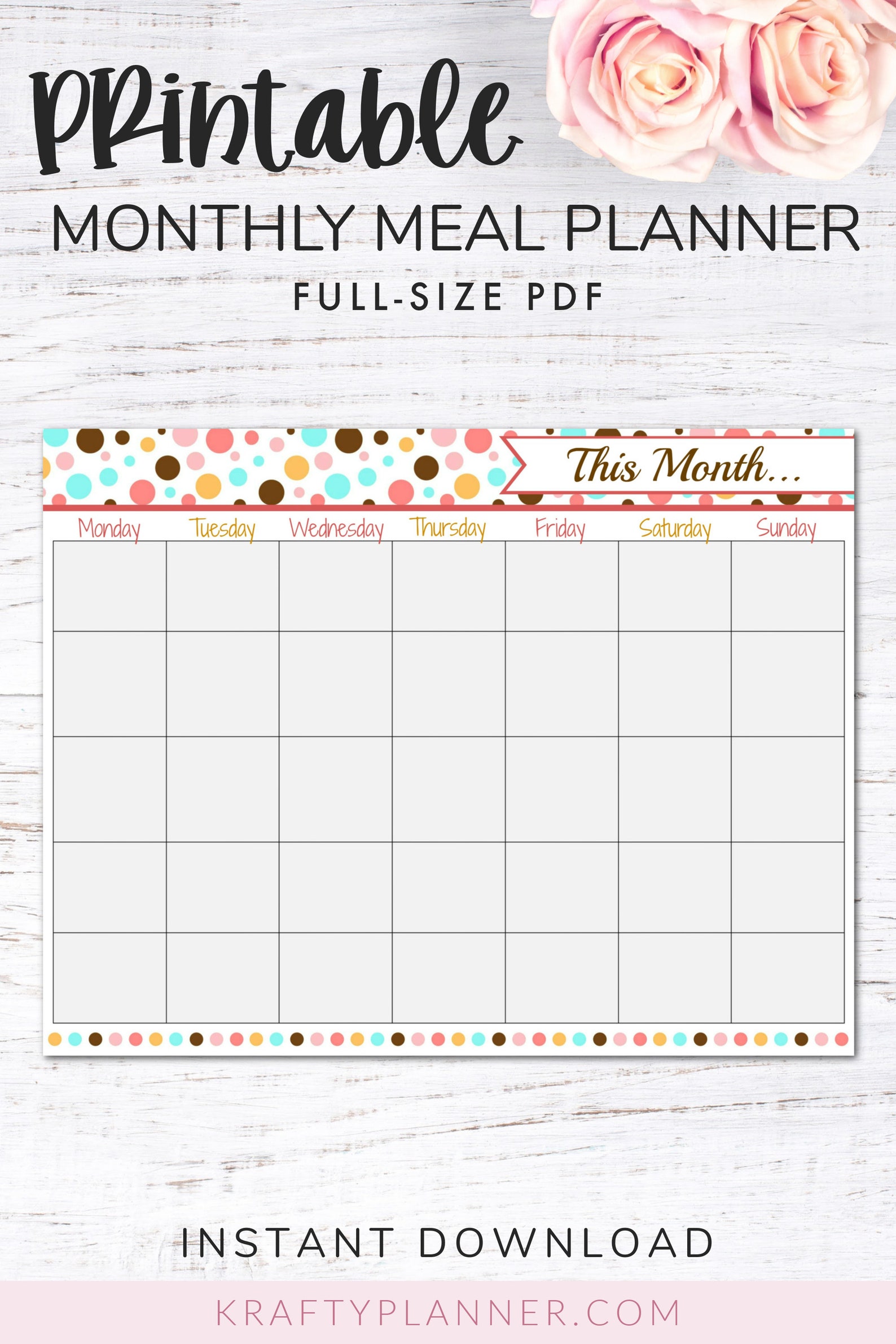 monthly menu calendar editable