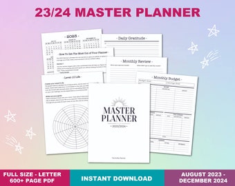 2023/2024 Master Planner Printable PDF Monthly Planner Printable Goal Planner Minimalist Planner Monthly Agenda Daily Planner Weekly Planner