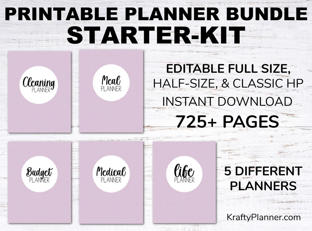 Home Management Binder - Editable Planner Bundle Starter Kit - Purple ...