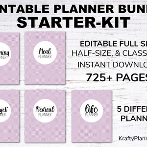 Home Management Binder - Editable Planner Bundle Starter Kit - Purple ...