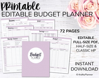 Budget Binder | Financial Planner - Editable PDF  - Purple