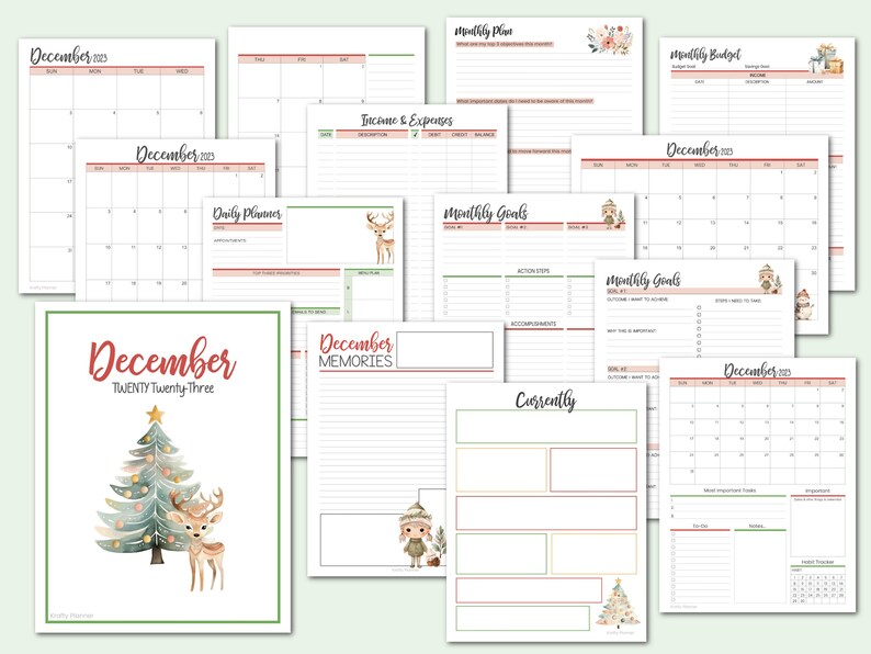 December 2023 Planner Printable PDF Instant Download December 2023 Calendar December 2023 Weekly Planner Printable Monthly Planner image 2