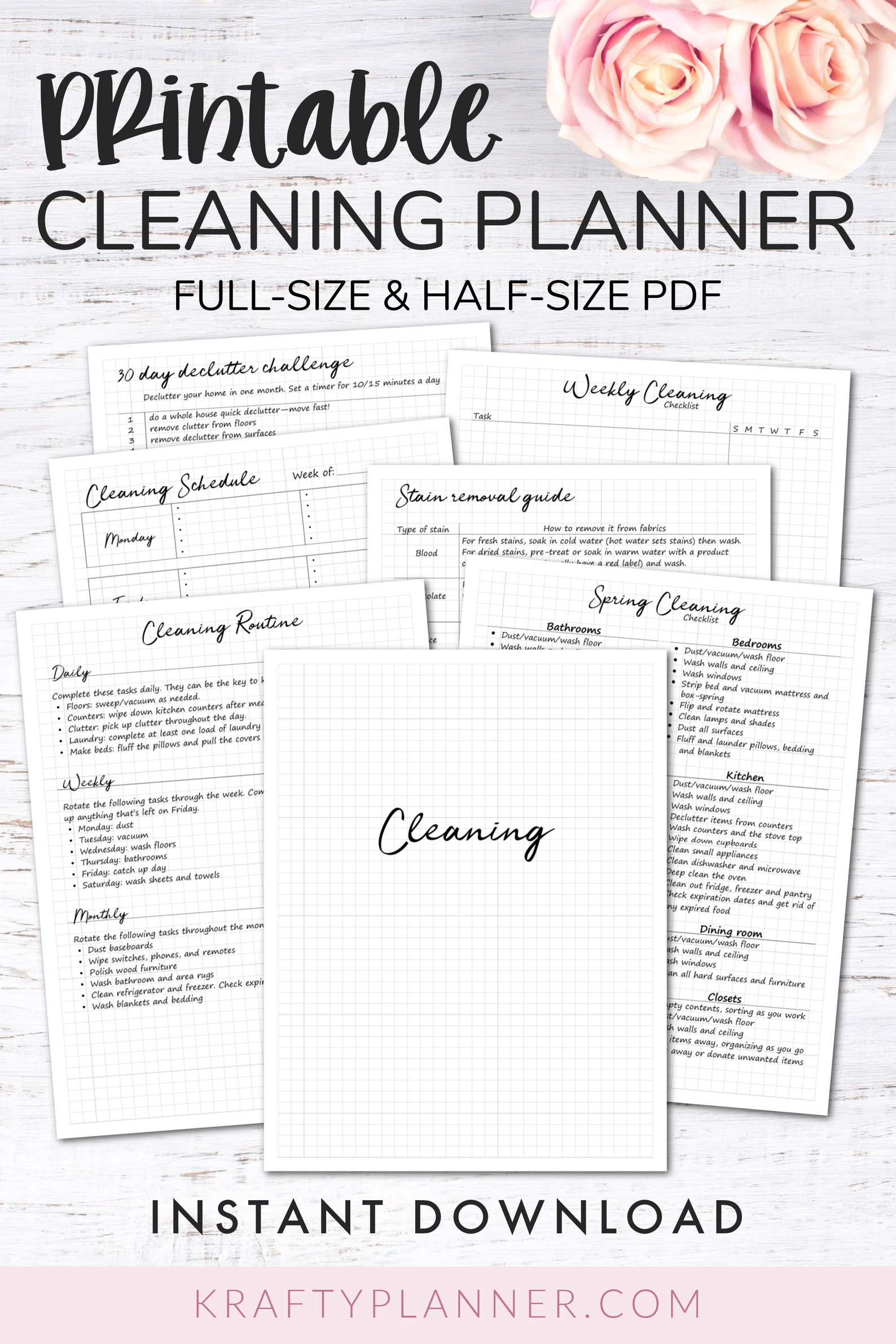 Cleaning Routine Printable Planner - 13 Sheets - Etsy