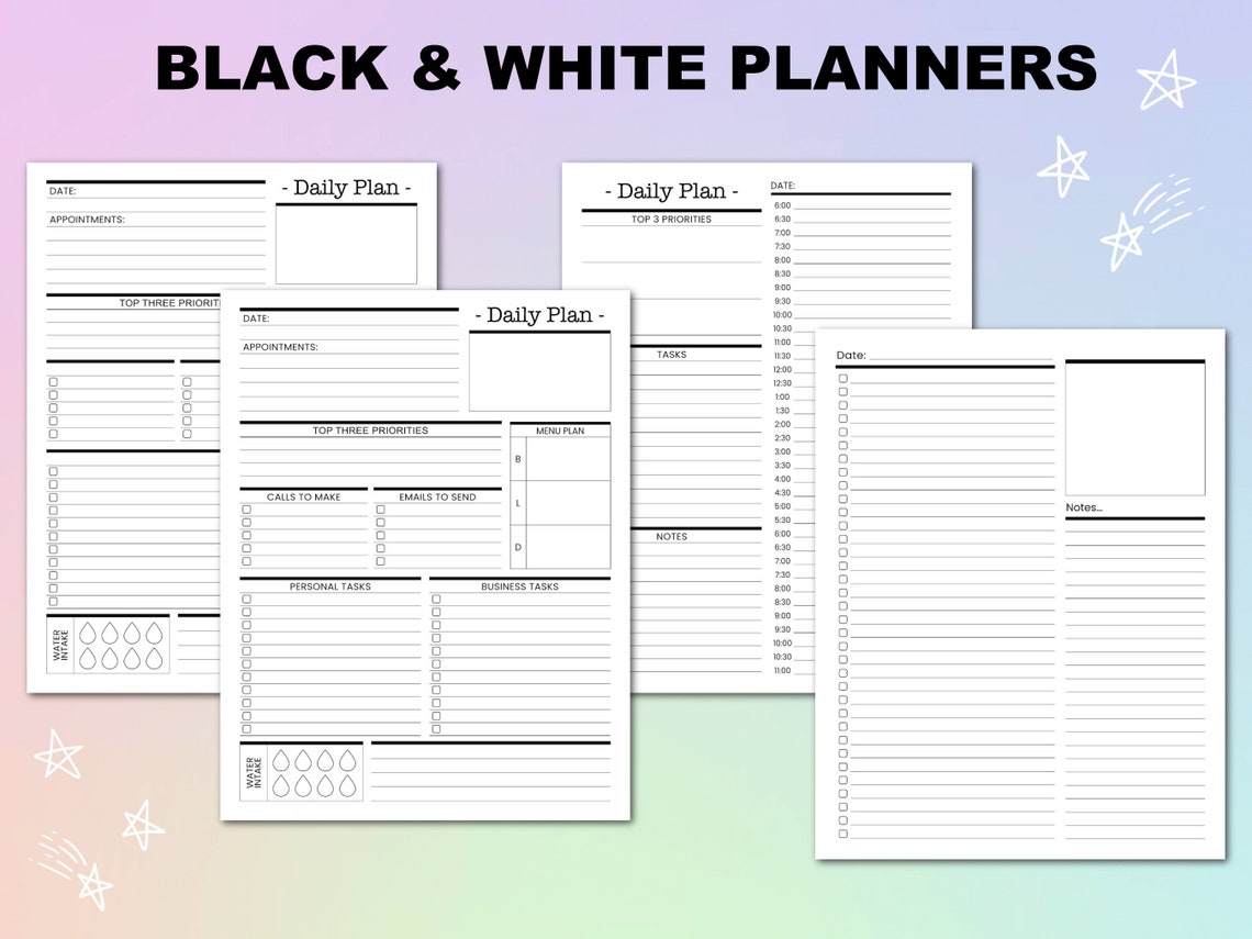 Daily Planner Inserts: Worksheets to Streamline Your Daily Schedule and ...
