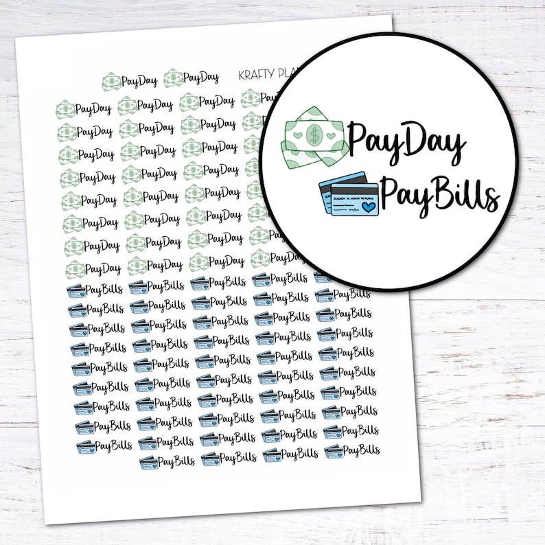 Pay Day &amp; Pay Bills Printable Planner Stickers - Etsy