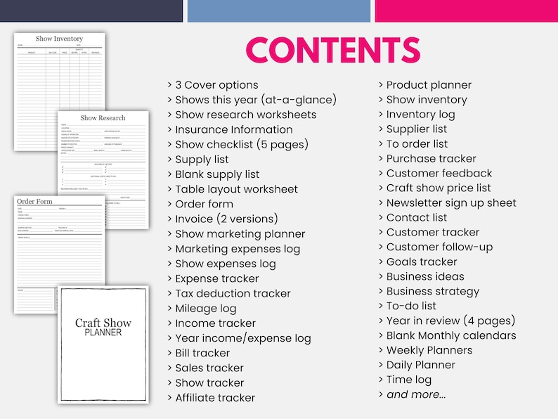 Maximize your productivity, streamline your operations, and ensure your craft business thrives in this competitive marketplace. Get your hands on this Editable Craft Show Planner today and embark on a journey toward prosperity and order.