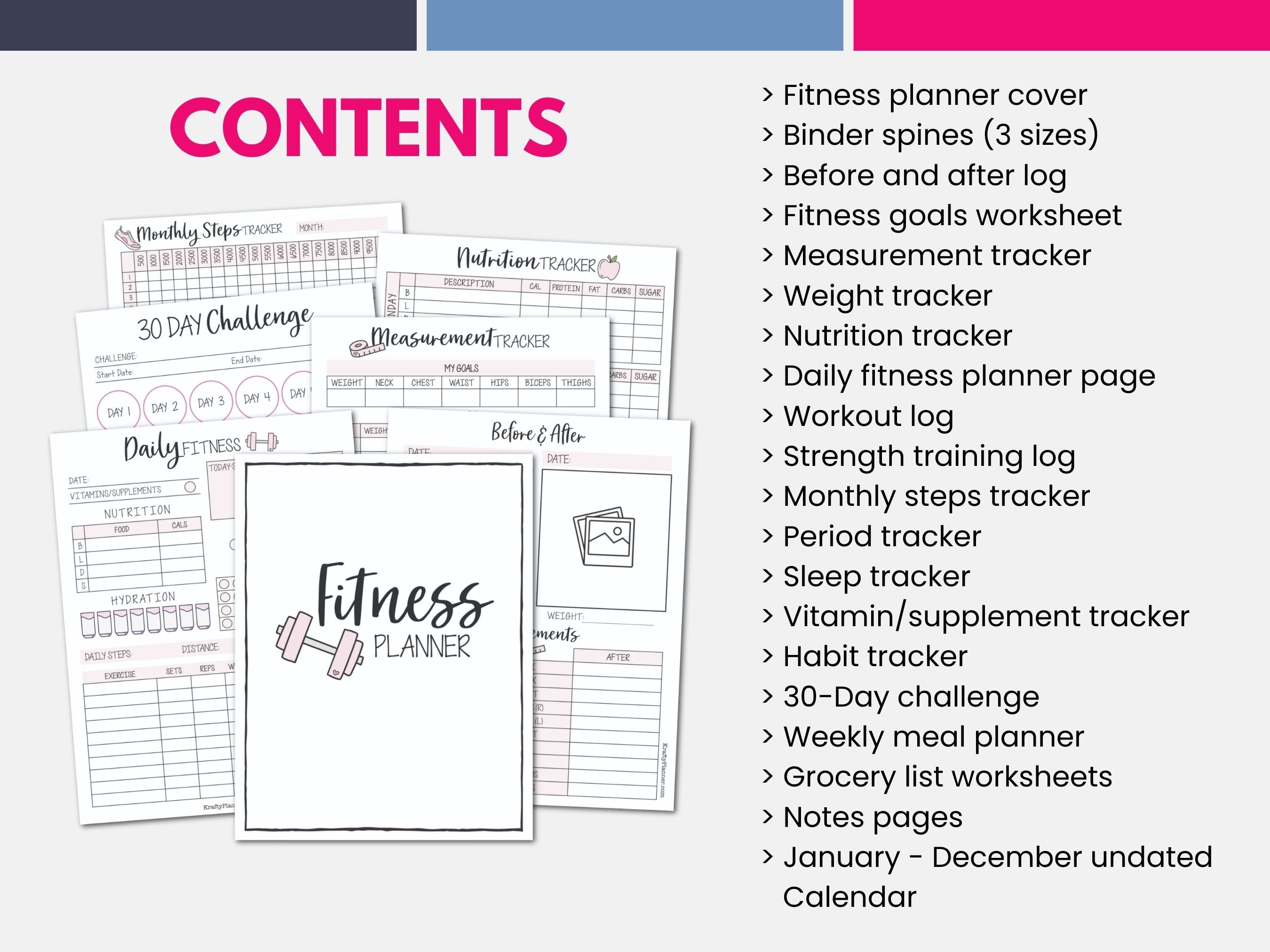 Health and Fitness Planner Weight Loss Tracker Exercise Tracker Fitness ...