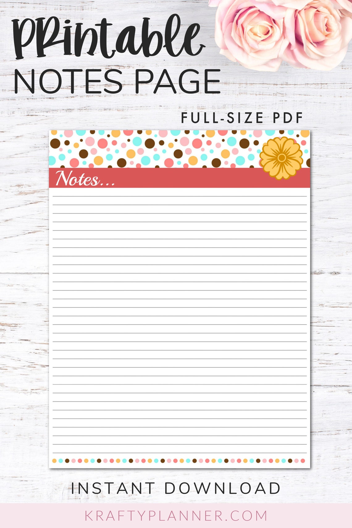 Printable Notes Page - Etsy
