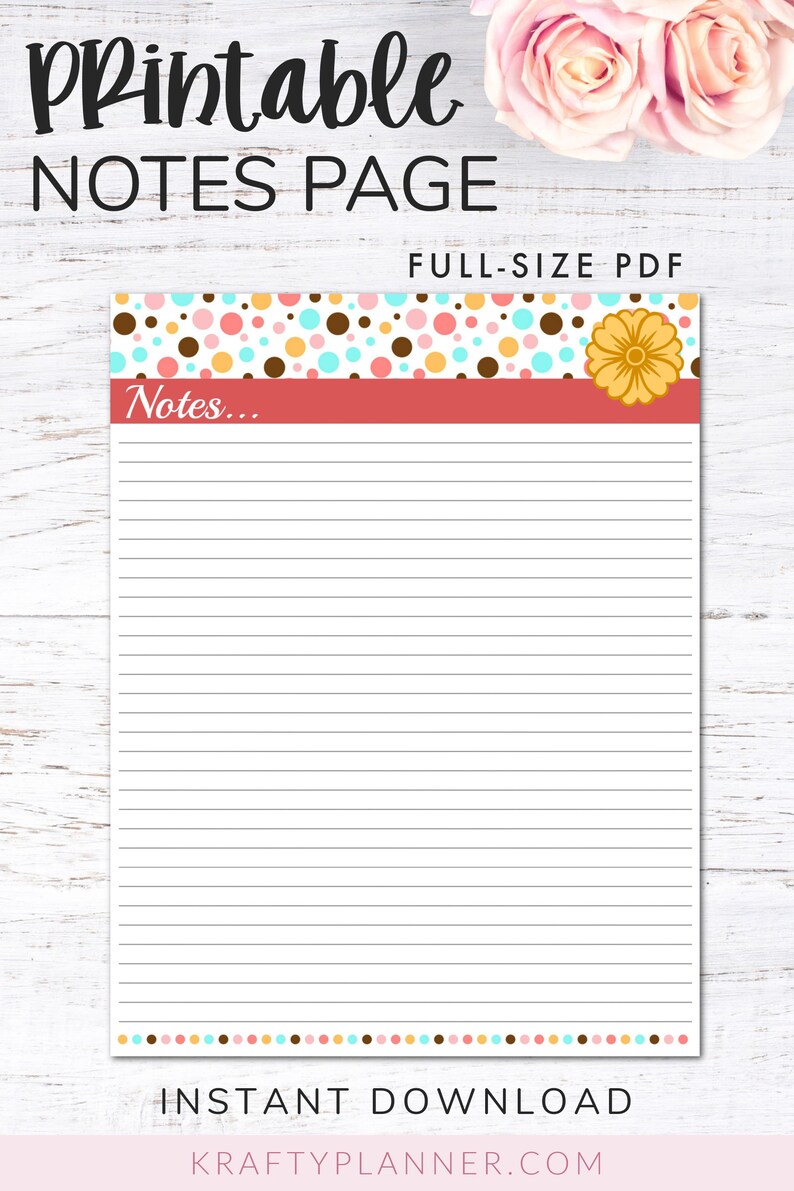 Printable Notes Page - Etsy