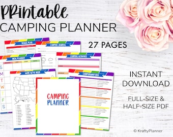 Camping Planner and Journal RAINBOW Camping Planner, Travel journal Printable Travel Planner Campground Organizer Family Camping Binder