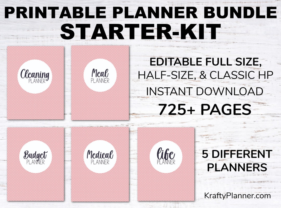 Home Management Binder - Editable Planner Bundle Starter Kit - Pink - Etsy