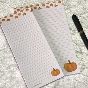 Fall Pumpkin Notepad | Small or Large Sizes | Autumn Stationery | Lined Writing Pad | Planner Desk Pad | Seasonal Gift