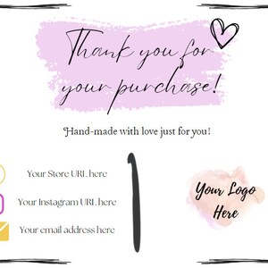 Crochet Thank you business insert