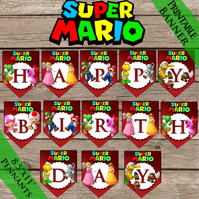 Super Mario Bros. Birthday Banner Digital Download Printable | Etsy