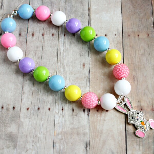 Easter Necklace, Spring Necklace, Easter Outfit, Chunky Bead Necklace, Bubblegum Necklace, Gumball Necklace, Girl Jewelry, Toddler Jewelry