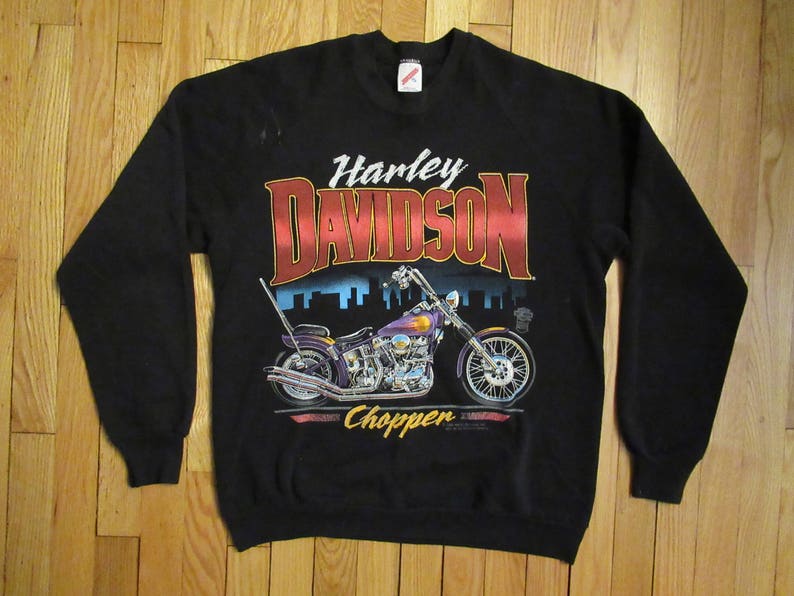 Vintage 1988 Harley Davidson Motorcycle Biker Sweatshirt With Spellout LOGO XL USA