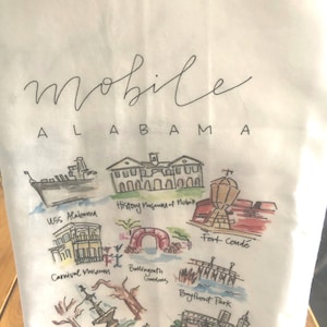 Mobiel, Alabama aquarel kaart katoenen thee handdoek / handdoek / decoratieve handdoek