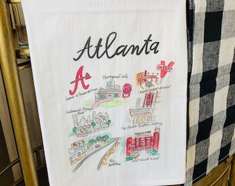 Atlanta, Georgia, City Map Tea Towel, Kitchen Towel, Dish Towel