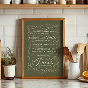 Numbers 6:24-26.  The Lord Bless You and Keep You.  Aaronic blessing or benediction print with many colors and sizes to choose from.