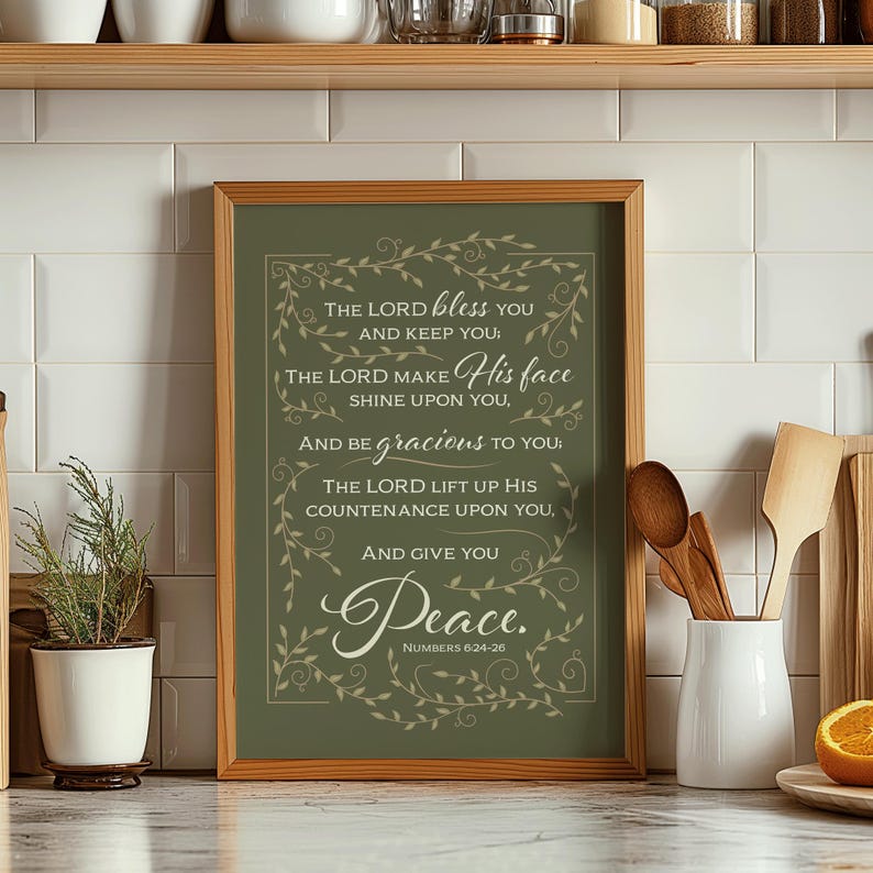 Numbers 6:24-26.  The Lord Bless You and Keep You.  Aaronic blessing or benediction print with many colors and sizes to choose from.
