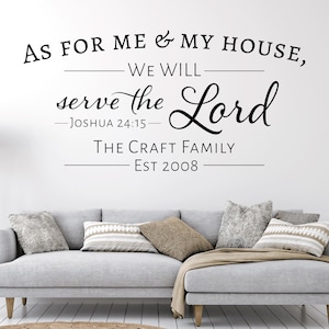 Joshua 24:15 Family Name Vinyl Wall Decal
