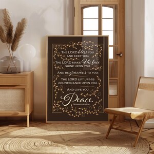 Numbers 6:24-26.  The Lord Bless You and Keep You.  Aaronic blessing or benediction print with many colors and sizes to choose from.
