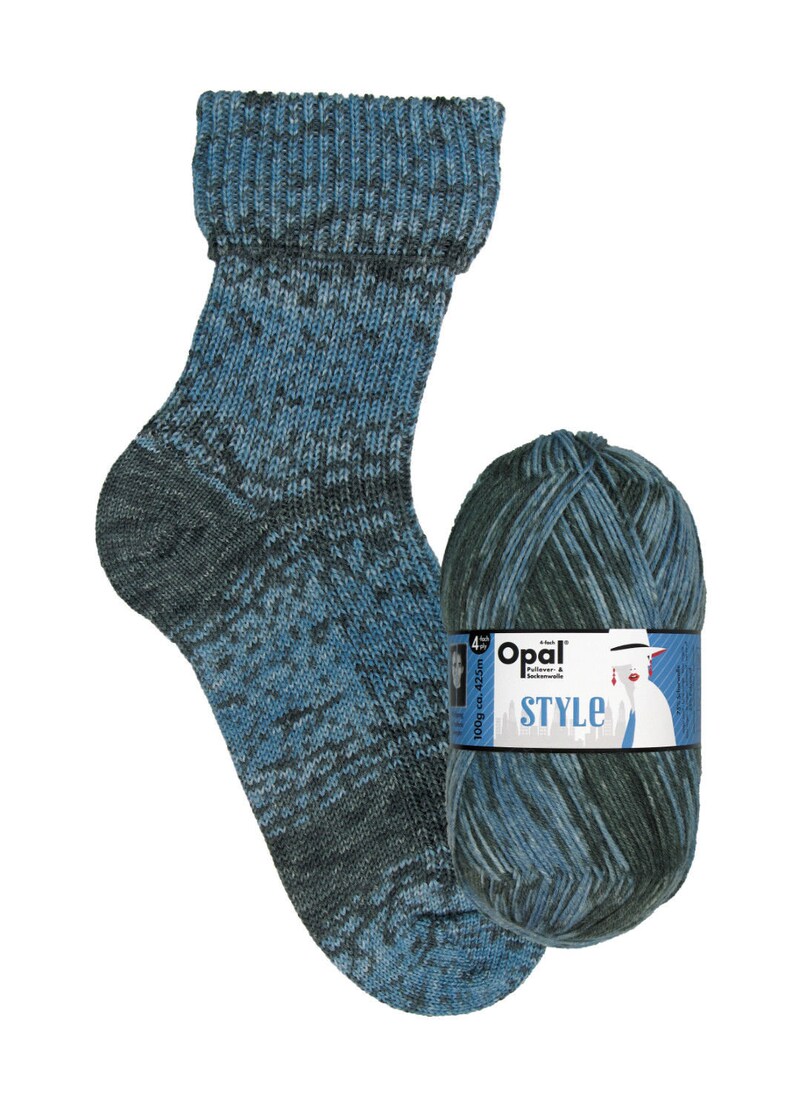 9547 75/% wool 25 nylon 100 grams 462 yards superwash fingering faded denim black Opal Sock Yarn Style BB