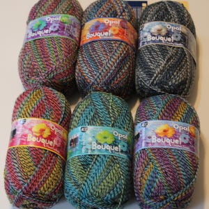 Opal Bouquet Sock Yarn, 6 Colors, 75% Wool, Superwash Fingering
