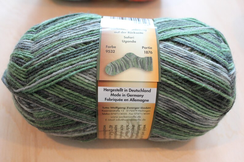 Opal Sock Yarn 9532 Safari Uganda 75/% wool 25 nylon 100 grams 462 yards superwash fingering Ba11